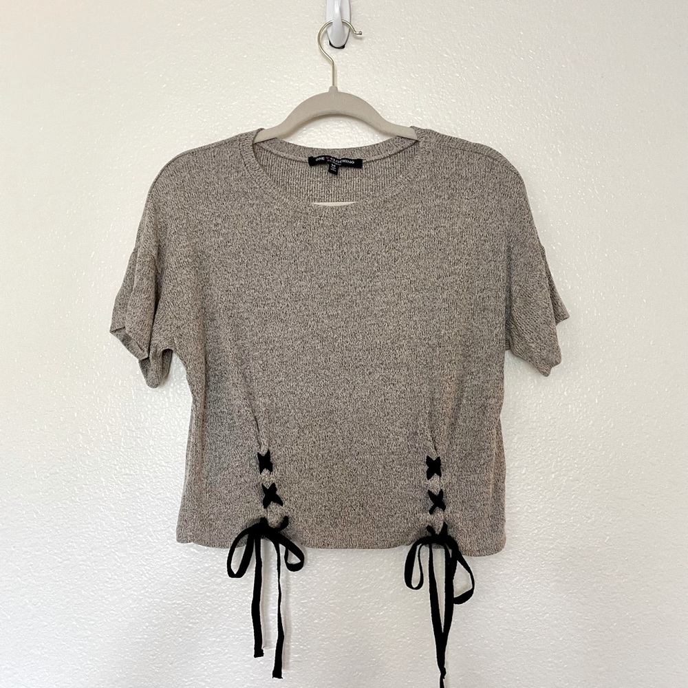 One Clothing Crop Top, Brown, Medium